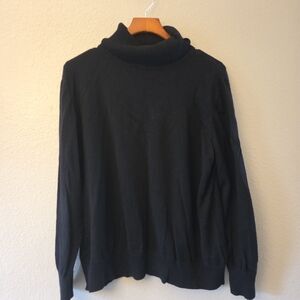 L.L. Bean Women's Black Turtleneck Sweater Cotton And Cashmere Casual Cozy